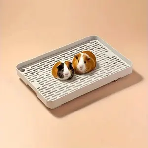 Rabbit Toilet with Grid, Small Pet Waste Bin, Rabbit Bath Tray & Cat Litter Box, Easy Clean Training Tray for Dogs, Cats, Hamsters