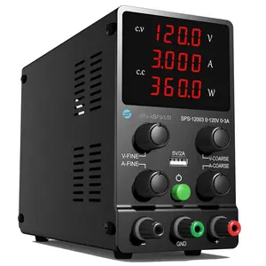 DC Power  Variable, 0-120V 0-3A Adjustable Switching DC Regulated Bench Power  with  4-Digit LED Display, 5V/2A USB Port, Coarse and Fine Adjustment SPS-12003