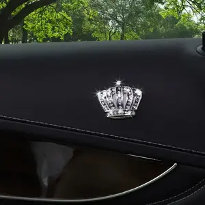 Shining Crystal Crown Car Decor, Self-Adhesive Metal Accessories, Luxury Interior Exterior Decoration, Elegant Vehicle Ornament, Car Accessory