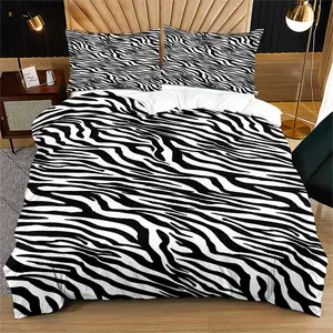 2/3 Piece Zebra Print Duvet Cover Set, Ultra-Fine Fiber Soft and Comfortable Cozy Bedding Set, Black and White Simple and Fashionable, Including 1 Duvet Cover and 1/2 Pillowcase