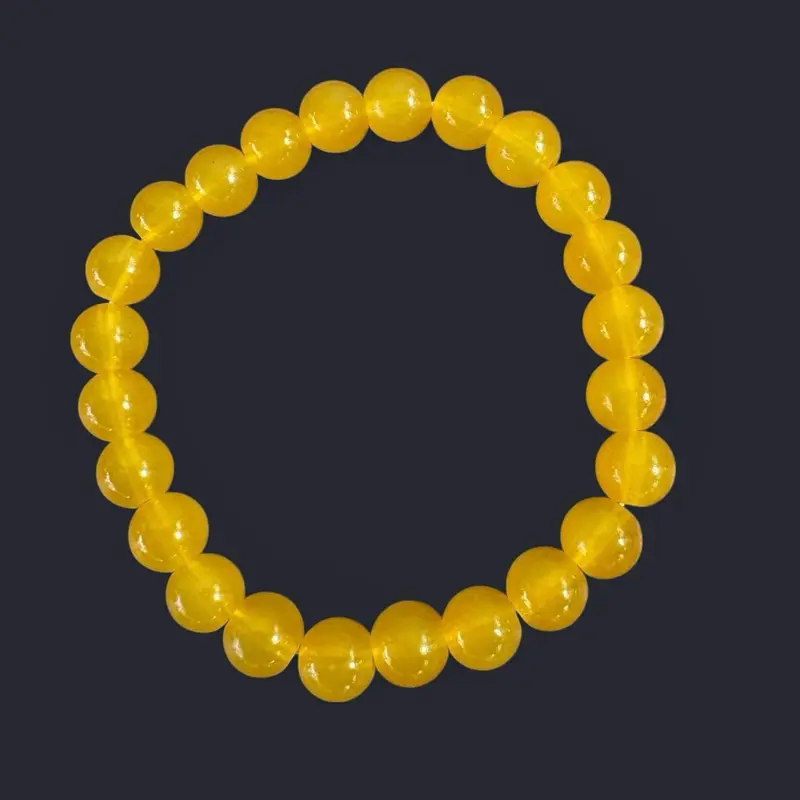 Yellow Glass Bead Bracelet 8mm
