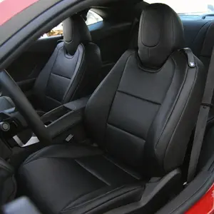 For Chevy Camaro seat covers - 2010~2015, IGGEE Premium Leatherette, Black, 2 Front seats, Original fit