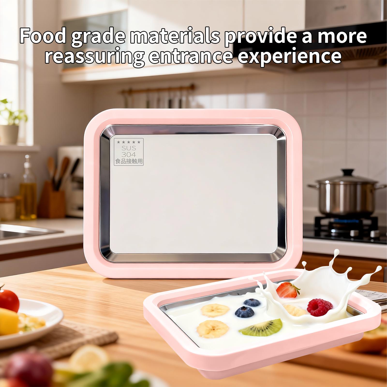 nstant  Cream Maker, Rolled  Cream Maker, Frozen Yoghurt Plate Instant Gelato Pan/Roll, Homemade DIY for Fun Parent-Child Activities Families White ice