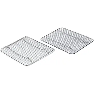 (C) Heavy-Duty Cooling Rack, Cooling Racks, Wire Pan Grade, Commercial Grade, Oven-Safe, Chrome (8 x 10 Inch)
