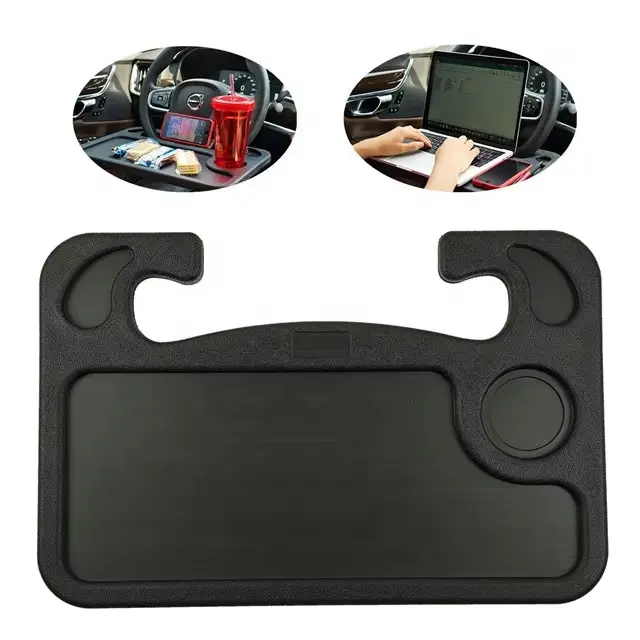 Portable Car Steering Wheel Desk Multi-functional Laptop Table Food Tray Food Stand, Black