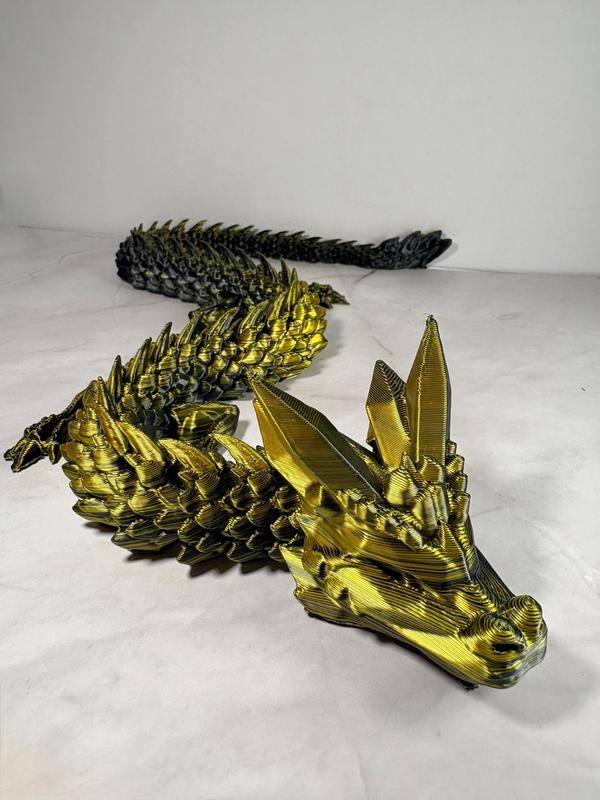 3D Printed Articulated Crystal Dragon, Glow In The Dark Fidget Toy