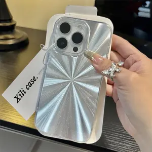 Luxury Laser Radial Pattern Phone Case,TPU Soft Silicone,Fully Protected and Shockproof For iPhone16 15 14 13 12 11 X 16pro Max Stylish Trendy Women