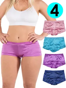 Satin Full Coverage Boy Shorts Panties Multi-Pack Panty