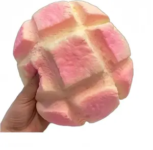 7 Inch Jumbo Bread Squishy, Slow Rising Squishy Toys - Stress Relief Squeeze Toys for Adults, Sticky Food Squishies, Foam Sensory Fidget Toy for Desk (Pink)