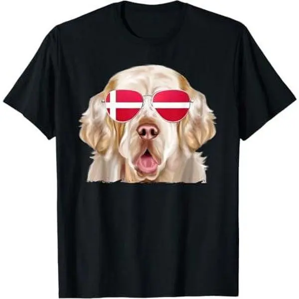 Clumber Spaniel Dog Denmark Flag Sunglasses T-Shirt