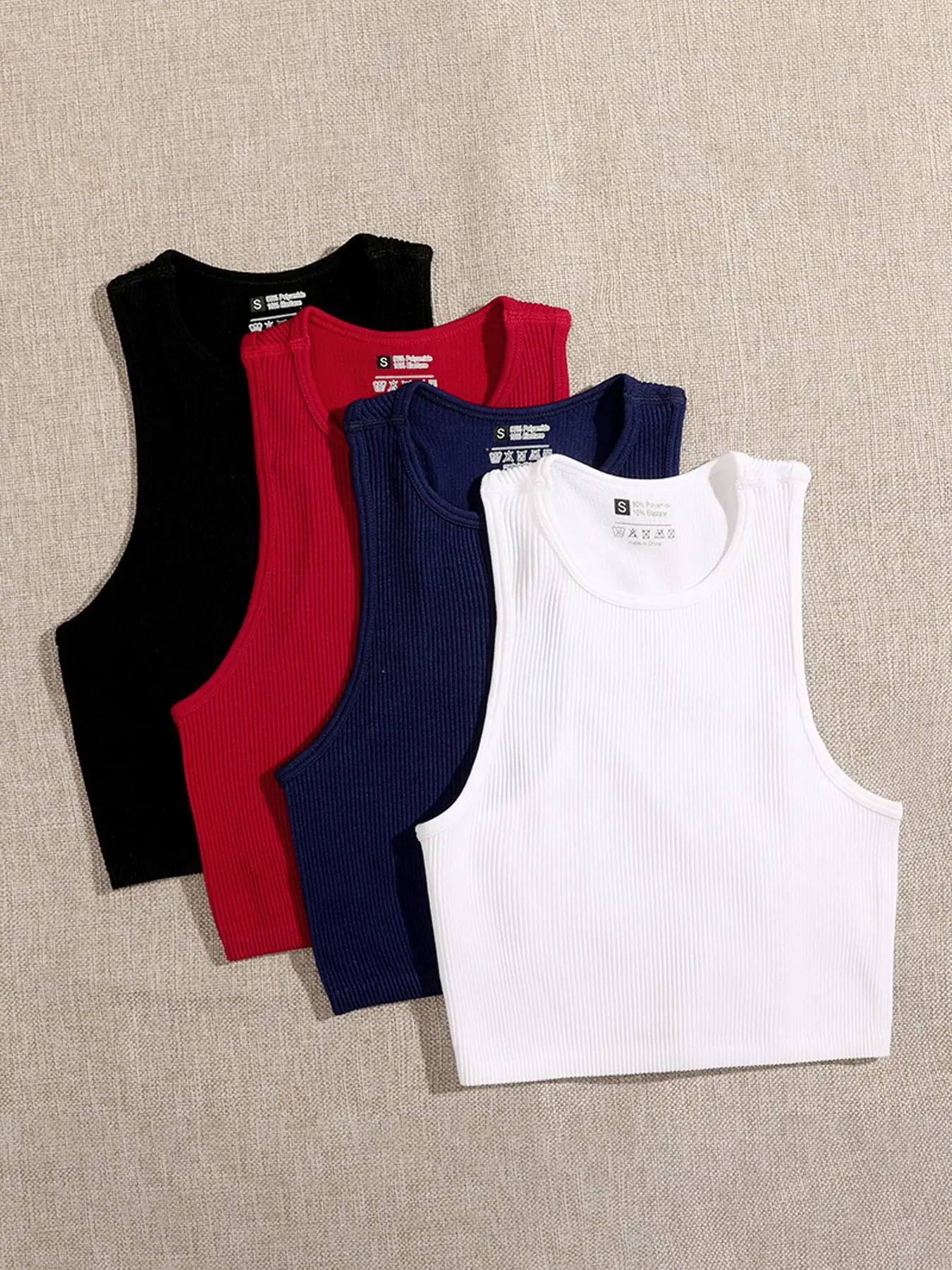 Women's Round Neck Sports Tank Top, Sports Sleeveless Cropped Running Vest, Summer Clothes Women, Ladies Sportswear Summer Clothing for Indoor Outdoor