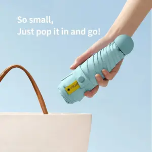Five-Fold Manual Folding Umbrella, Women's UV Protection, Portable Pocket Single-Use Rain and Sun Umbrella, Handheld/portable