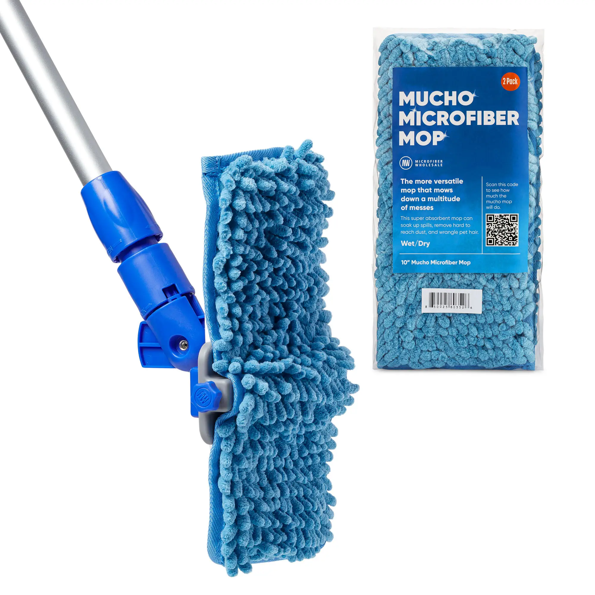 Baseboard Pro Mucho Mop – Clean Baseboards Without Bending | Lightweight 70" Handle, Washable Microfiber Pads, Traps Dust & Pet Hair