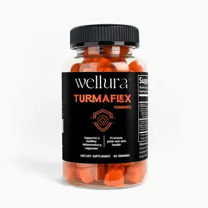 Wellura Turmaflex Gummies - 60 Count Turmeric & Ginger Gummy Bears for Joint Skin Health - Healthcare Dietary Supplement - USA Made