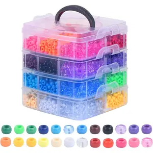SQ-HDJ071 4200Pcs Pony Beads, 24 Colors Beads for Bracelets Making, Pony Beads Bulk for Hair Beads, Kandi Friendship Bracelet Beads for Craft, DIY Jewelry Making, Chirstmas Gifts (Boxed)