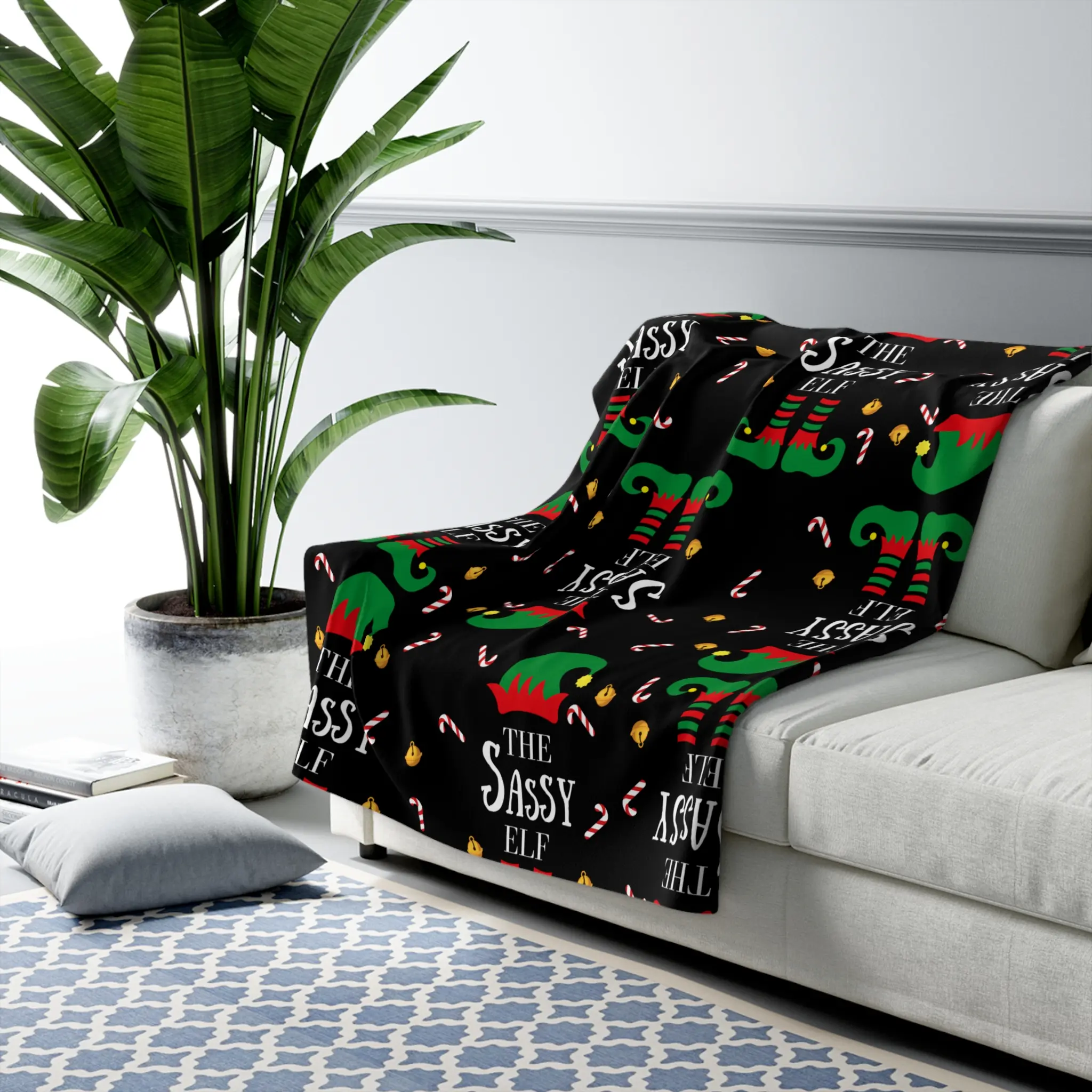 The Sassy Elf Fleece Blanket, Cozy Holiday Blanket, Christmas Blanket, Winter Home Decor, Festive