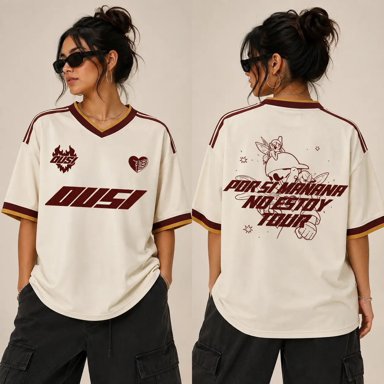 El Ousi Por Si Mañana No Estoy Tour Football Jersey, Unisex Omar Courtz Tee, Breathable Casual Sports V Neck T-Shirt, Ousi Fan Gift Merch