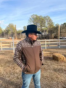 Men Softshell Retro Aztec Print Black Jacket