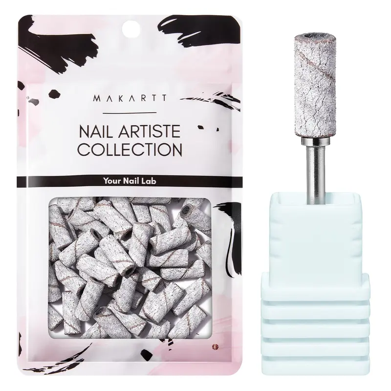 Makartt 50 Pcs Nail Drill Sanding Bands Set with 3.1mm Upgraded Mandrel Bits, #180 Medium Grit Cuticle Tools, Nail Tech Supplies for Acrylic Removal, Adults' DIY Home & Beauty Shop Use, W/Portable Best Gift Bag for Ladies