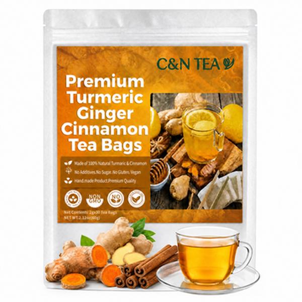Premium Lemon Ginger Herbal Tea Bags - 30 Count Natural Herbal Beverage, 100% High-Spice Ginger Root, Plant-Based Blends, Sustainably Sourced Healthy Tea