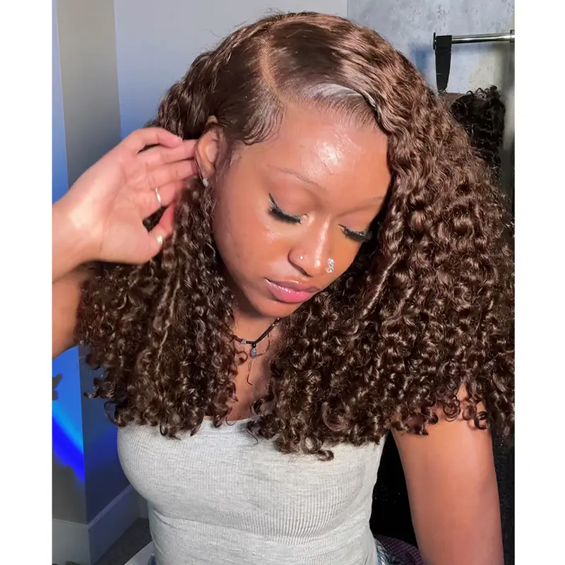 Burmese Curly 13X6 Glueless Lace Frontal Wig Drawstring Human Hair Wig 200% Density 13x6 Transparent Lace Frontal Wigs With Spiral Curls End Pre Plucked Burmese Human hair Wigs For Woman