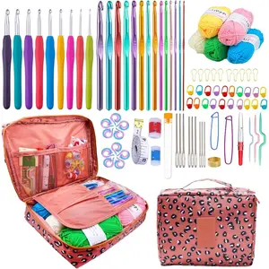 100 count Crochet Kit with Yarn and Knitting Accessories Set,Complete Knitting Kit for Beginners Include Soft Grip Crochet Hooks, Crochet Hooks,Crochet Yarn Balls,Crochet Supplies Set