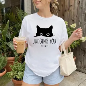 Black Cat Tshirt, Judging You Silently Tshirt, Cute Cat Lover Tshirt, Funny Cat Mom Gift, Peeking Cat Tshirt