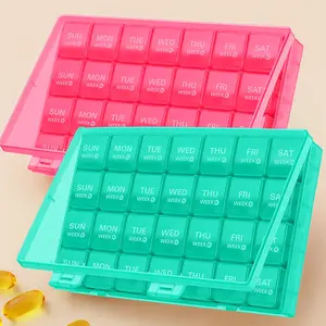 2-Pack AM PM Pill Organizer 28 Days Vitamin & Medicine Storage Box for Daily Health Routine Easy Clean Stress-Free Pink & Black