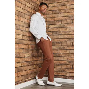 American Basics Pants - Black Chino Style, Stretch Fabric, Suitable for Formal and Casual Wear, Original Design Dress Elastic Slim Fit Smooth Menswear Man