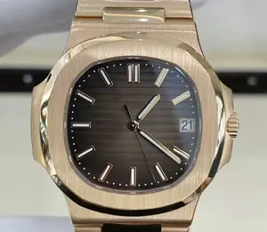 Black brown dial, rose gold circular bezel, 40mm diameter, stainless steel bracelet, elegant and stylish mechanical watch