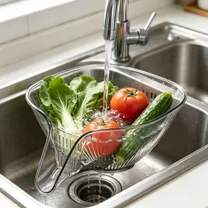 New Multi-Functional Kitchen Washing Bowl, Creative Household Fruit Vegetable Colander with Drain Basket