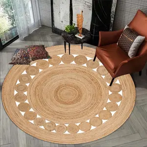 Waterproof Round Cut-Out Decorative Area Rug, Soft Comfortable Mat for Door Mats, Kitchen, Living Room, Bedroom, Hallway, Laundry Room, Easy Clean, Durable Carpet