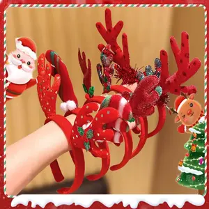 5-Pack Christmas Elements Deer Antler Design Hairbands Fashionable New Year's Christmas Hair Accessories for Cute Girls