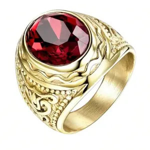 14k Gold Plated Ring with Luxurious Hollow Pattern for Men - Daily Fashion Accessories and Gifts