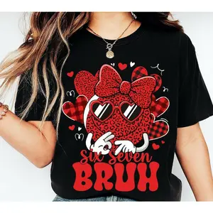 100% Cotton 67 Six Seven Bruh Valentines Day T-Shirt, 67 Funny Heart Valentine Tee, Valentine 6 7 Meme Cute Heart Shirt, 67 Love, Valentine Couple Pjs