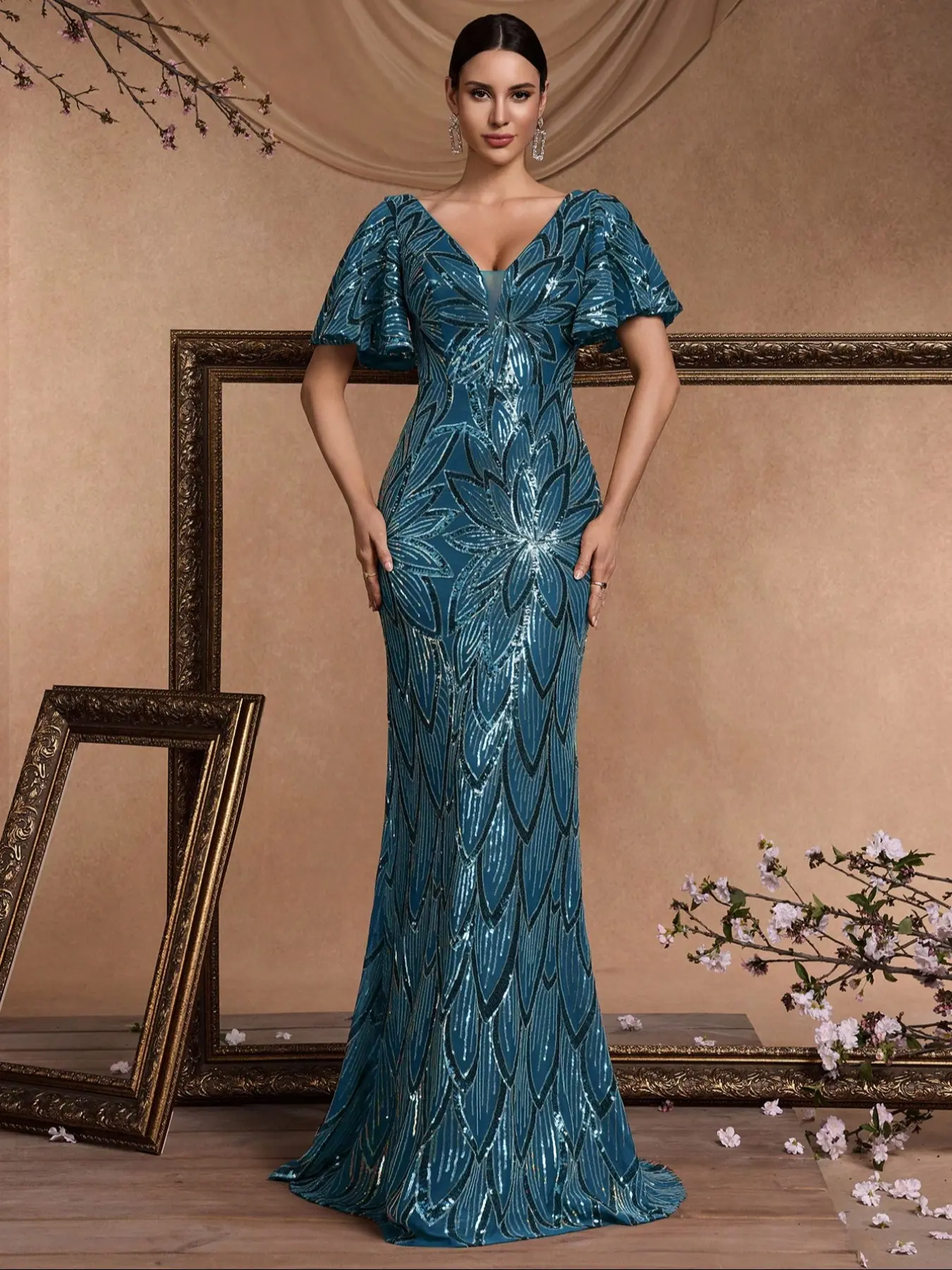 BluePlum V-neck fishtail skirt sequin formal dress, elegant black gown for PROM party wedding guests, perfect for graduation dinners and special occasions - TikTok Shop BluePlum V-neck fishtail skirt sequin formal dress, elegant black gown for PROM party wedding guests, perfect for graduation dinners and special occasions - TikTok Shop