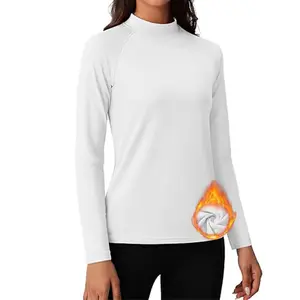 Women's Thermal Shirts Fleece Lined Mock Turtle Neck Tops Compression Long Sleeve Athletic Base Layer