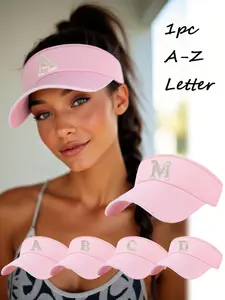 Fashion Letter Embroidered Visor Hat For Women Summer Breathable Sun Protection Visor Outdoor Travel Sports No Top Hat