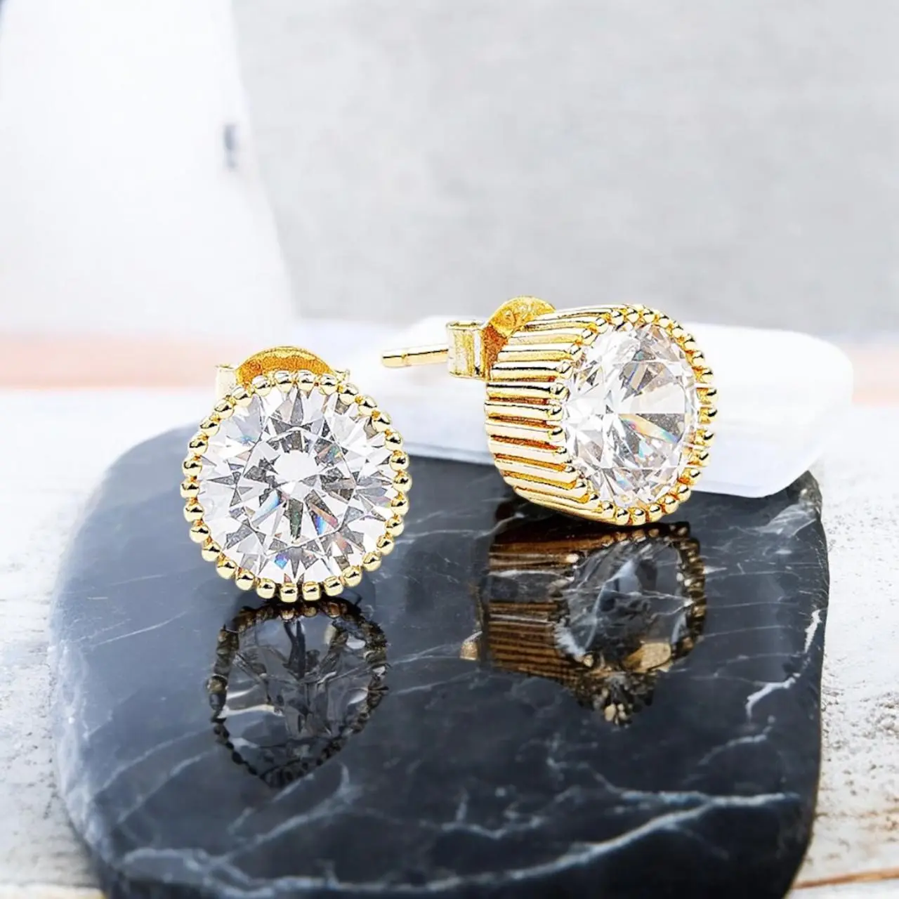 CUPCAKE White Sapphire Stud Earrings