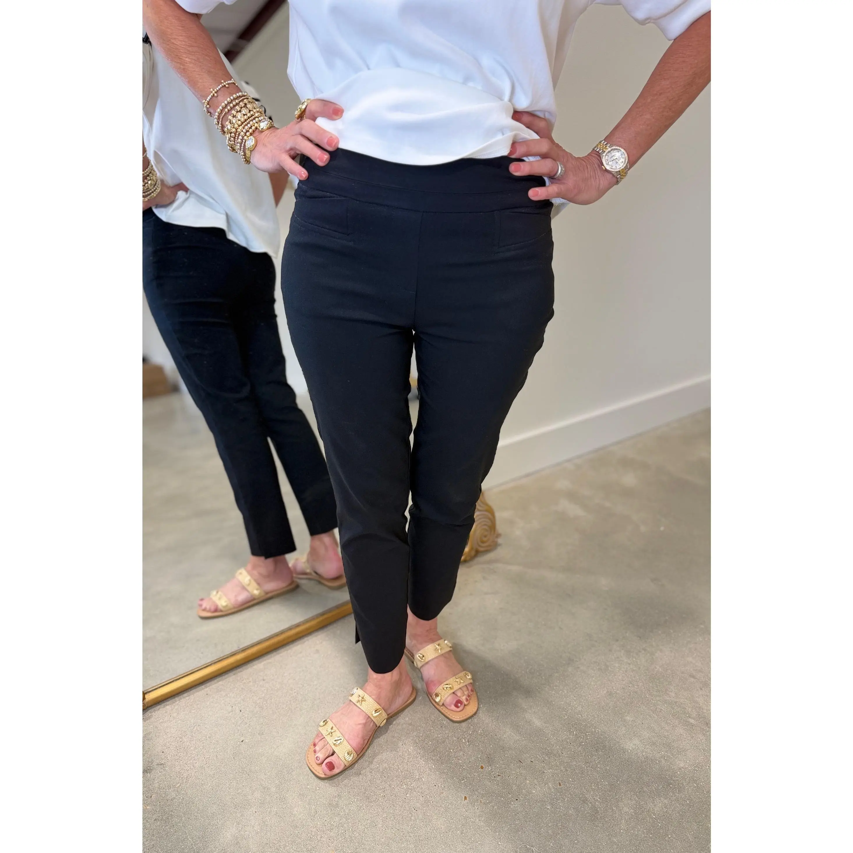 Renuar Straight Leg Ankle Pants Black