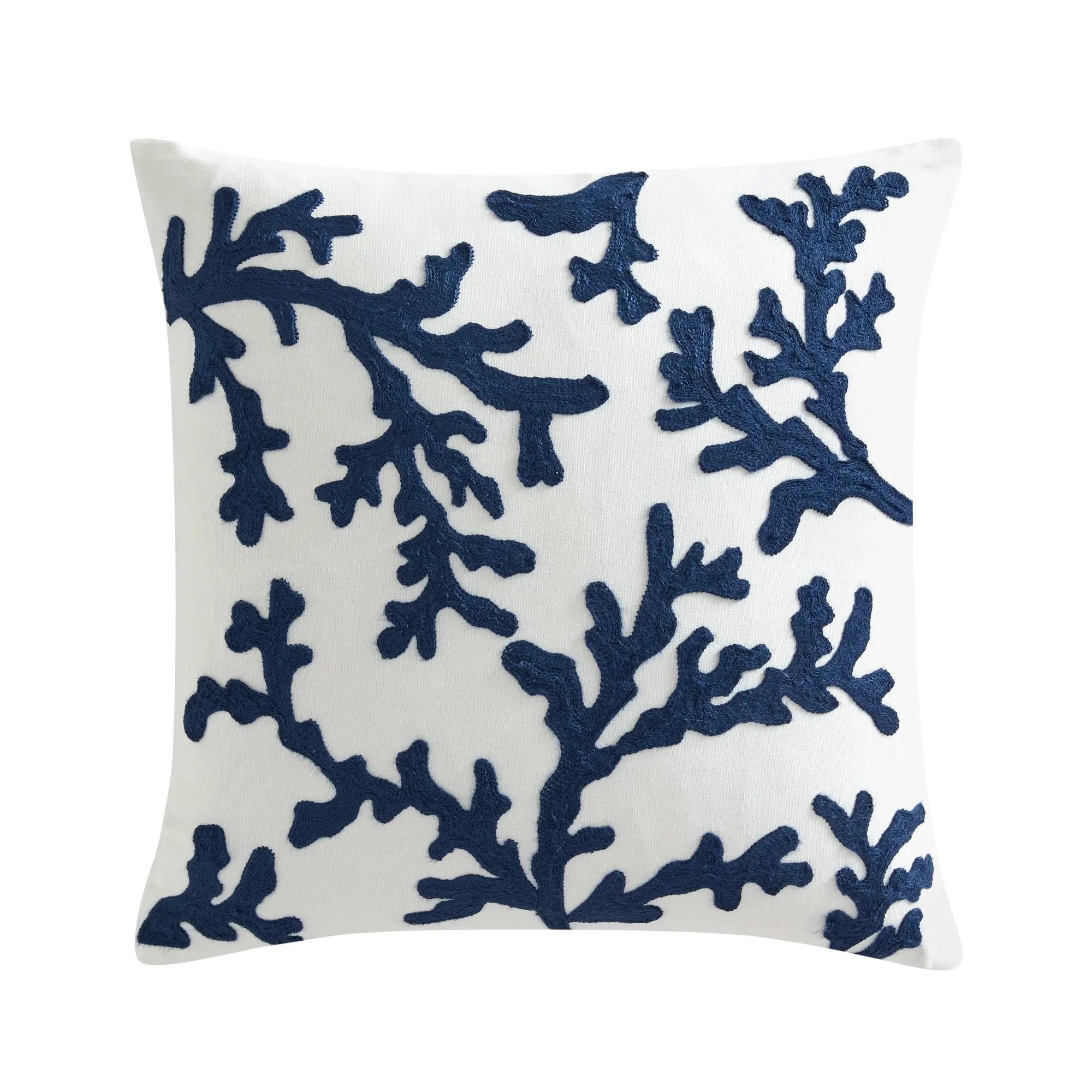 Waffle Plaid Navy Coral Pillow