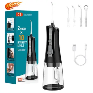 Powerful Cordless Water Dental Flosser | Smart LED Display Stepless Pressure Pulse Oral Cleaner, 320ML Large Tank, Rechargeable Water Pick for Adults & Family, Remove Plaque Fresh Breath Daily Oral Care