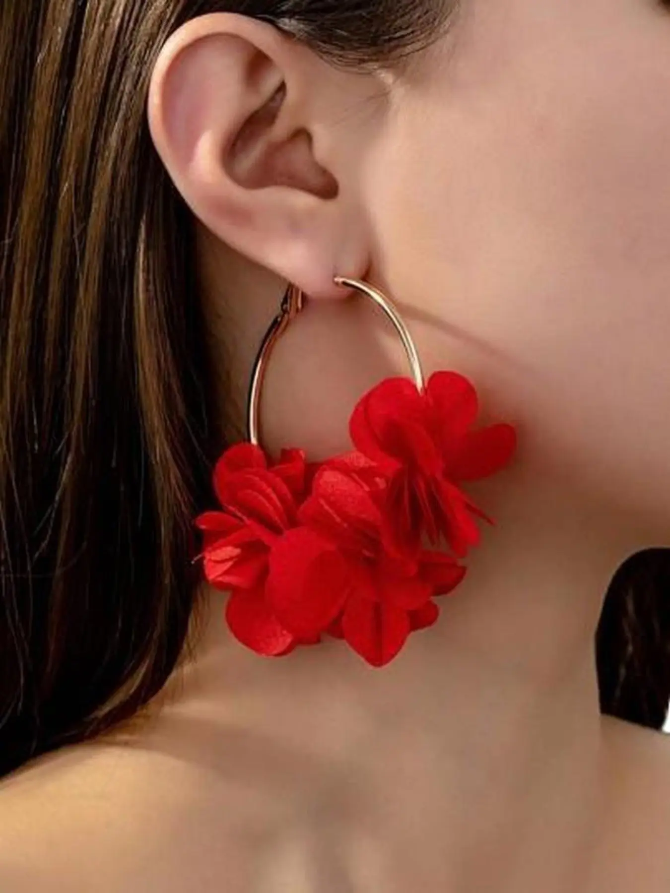 Fashionable Flower Design Hoop Earrings, Floral Design Fashion Jewelry for Party, Daily Clothing Decor, Trendy All-match & Exquisite Jewelry for Birthday Gift, Hoop Shape Earrings