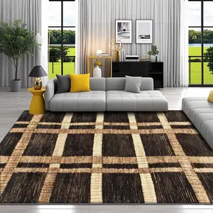 Plaid Pattern Velvet Rug, Soft Comfortable Home Decor Carpet, Living Room Large Mat Sofa Pad Door Mat Coffee Table Bedside Mat