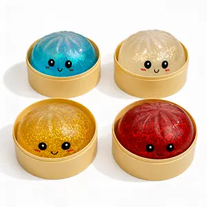 Glitter Dumpling Squishy with Box, Soft Sensory Squeeze Toy for Stress Relief, Mystery Glitter Dumplings, Decompression Dough