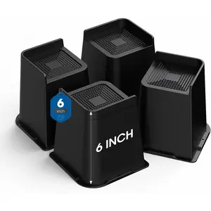 Bed Risers Optional 2/3/4/6/8 Inch Heavy Duty L Shaped Furniture Risers Up to 6000 Lbs Bed Lift Blocks for Couch Desk Sofa Table Black 6 Inch 4 Pack