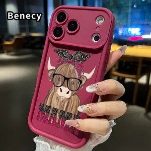 Phone Case for iPhone 17 Pro Max 16 Plus 15 14 13 12 11 Air E Hipster Highland Mama Full Coverage Reinforced Lens Protection Durable Soft Cover for