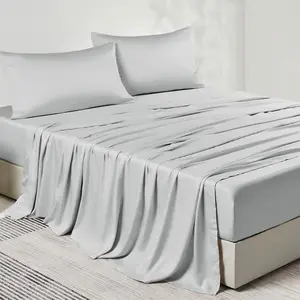 King Sheet Set, Luxury Rayon Derived from Bamboo, Cooling Bed Sheet Set - Soft, Breathable, Eco-Friendly, Hypoallergenic - 4 Piece Sheets & Pillowcases, Grayish