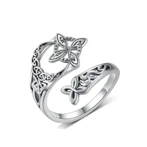 Celtic Knot Ring Witch Knot Ring Nudo de Bruja Plata  Adjustable Witch Knot Rings Open Ring Hecate Ring Pagan Witchtok Protection Witchy Jewelry for Devotion for Ceremonyfor Women
