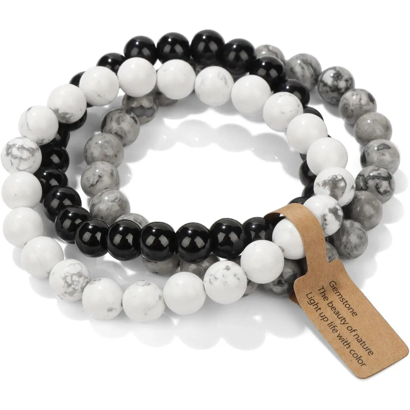 10 8mm Map Stone & Howlite